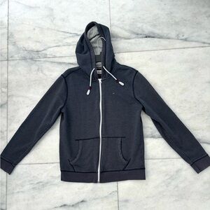 Women’s Tommy Hilfiger Hoodie Blue Logo Full Zip Cotton Fleece Medium Athletic